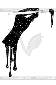 Hand with brush painting space - vector clipart