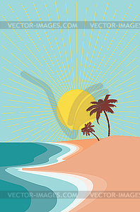 Seashore and palm trees - vector clip art