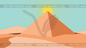 Египетский пейзаж с пирамидой - векторная иллюстрация
