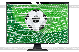 Football on TV screen - vector image