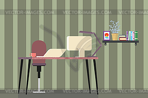 Home office desk - vector image