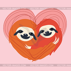 Sloth with baby - vector EPS clipart