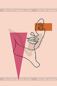 Abstract female face single line - vector image