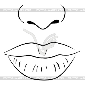 Female lips line art - vector clip art