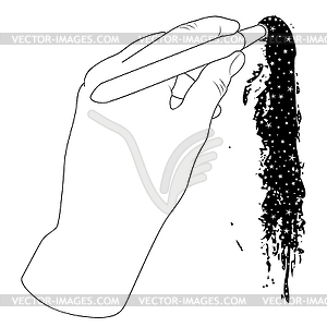 Hand with brush painting space - vector clip art