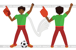 Afro american soccer fan - vector image