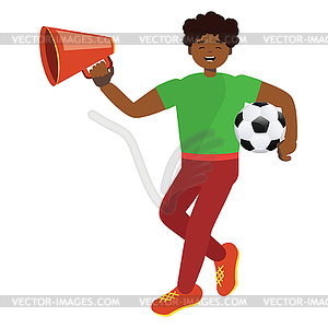 Afro american soccer fan - vector clipart