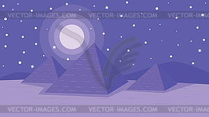 Egypt night landscape with pyramids - vector image