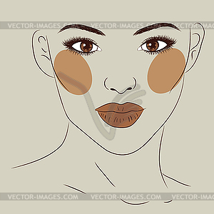 Female face line art - vector image