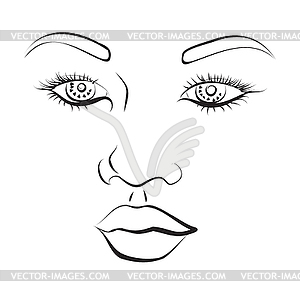 Lineart woman portrait - vector clip art