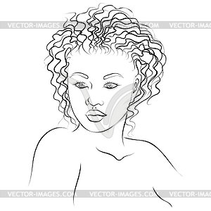 Lineart woman portrait - vector clip art