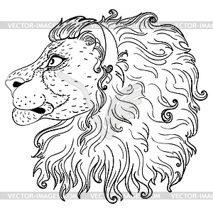 Lion head profile design - vector clipart
