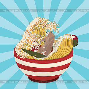 Sloth and ramen - royalty-free vector image