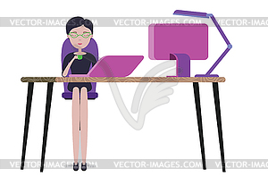 Woman work at home office - vector clipart