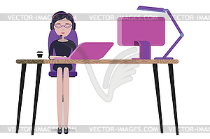 Woman work at home office - vector image