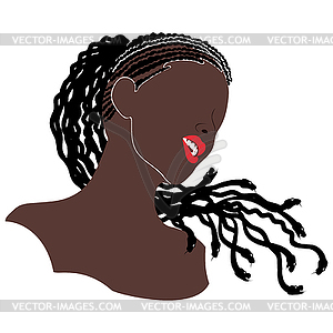 Black skin female with snake hair - vector image