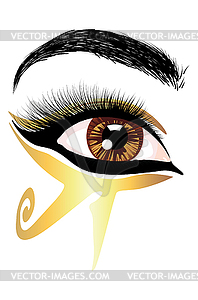 Brown eye with egyptian makeup - vector clip art