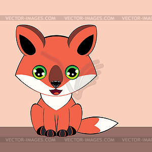 Kawaii little fox - color vector clipart