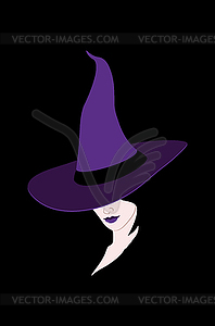 Witch hat and face - vector clipart