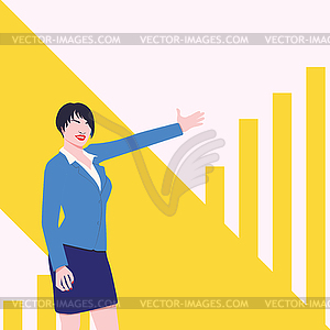 Business woman show something - vector clip art