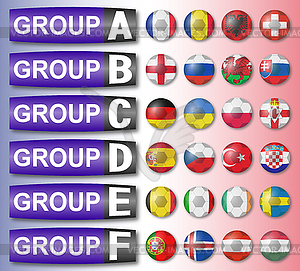 Flags football groups - vector image