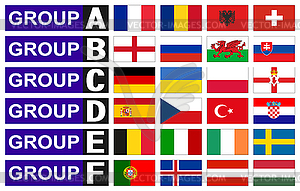 Flags football groups - vector image