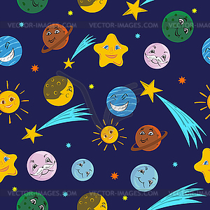 Planet and Stars - vector image
