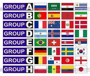 Flags football groups - vector image