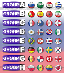 Flags football groups - vector clipart