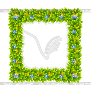 Square frame made of fir branches - vector clip art