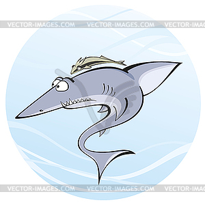 Shark whith remora - vector clipart