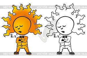 Sunny man sleeps - vector clip art