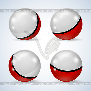 Set of red and white glossy balls - royalty-free vector image