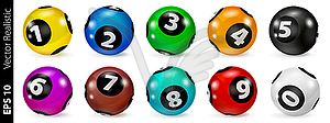 Set of Lottery Colored Number Balls 0- - vector image