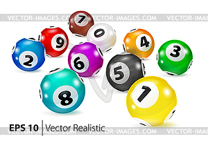 Colorful Bingo balls lie in random order - vector clip art