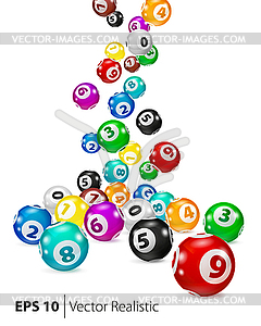 Colorful Bingo balls fall randomly - vector clipart