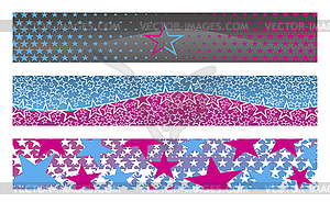 3 banners with stars - vector clipart