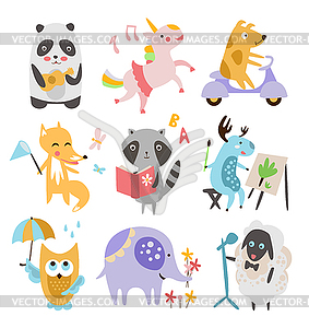 Cute Childish Animals Set - vector clipart