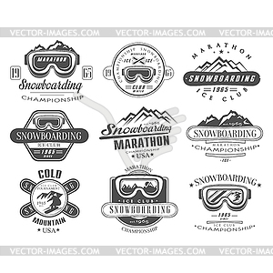 Snowboarding Logo and Label Template Set - vector clipart