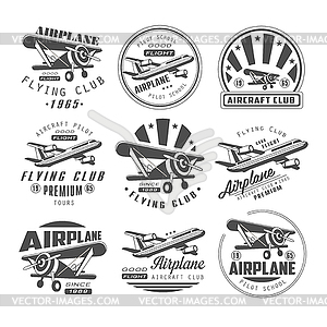 Airplane Club Emblems - vector clip art