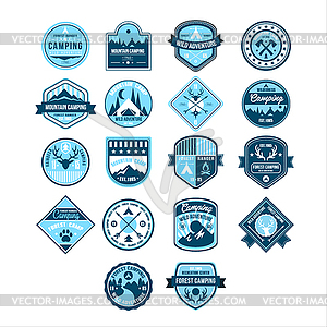 Camping and Outdoor Adventure Vintage Emblems, Set - vector clipart