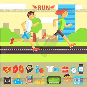 Jogging and Running Set - vector image