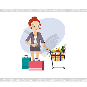 Shopping. Daily Routine Activities of Women - vector clipart