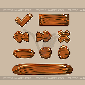 Set of Cartoon Wooden Buttons - vector image