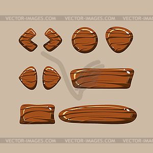 Set of Cartoon Wooden Buttons - vector clipart