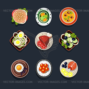 Set of Traditional Food Icons - vector clipart / vector image