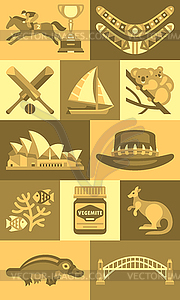 Travel Concept Australia Landmark Flat Icons Design - vector clipart / vector image