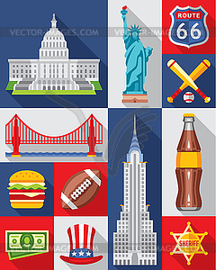 Set of New York city icons - vector image