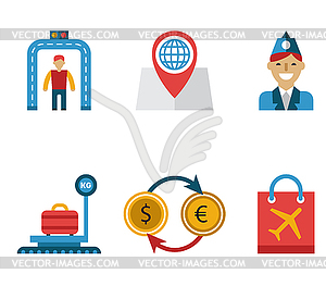 Airport Icons Flat Set - vector clipart