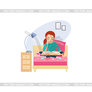 Reading. Daily Routine Activities of Women - vector clip art